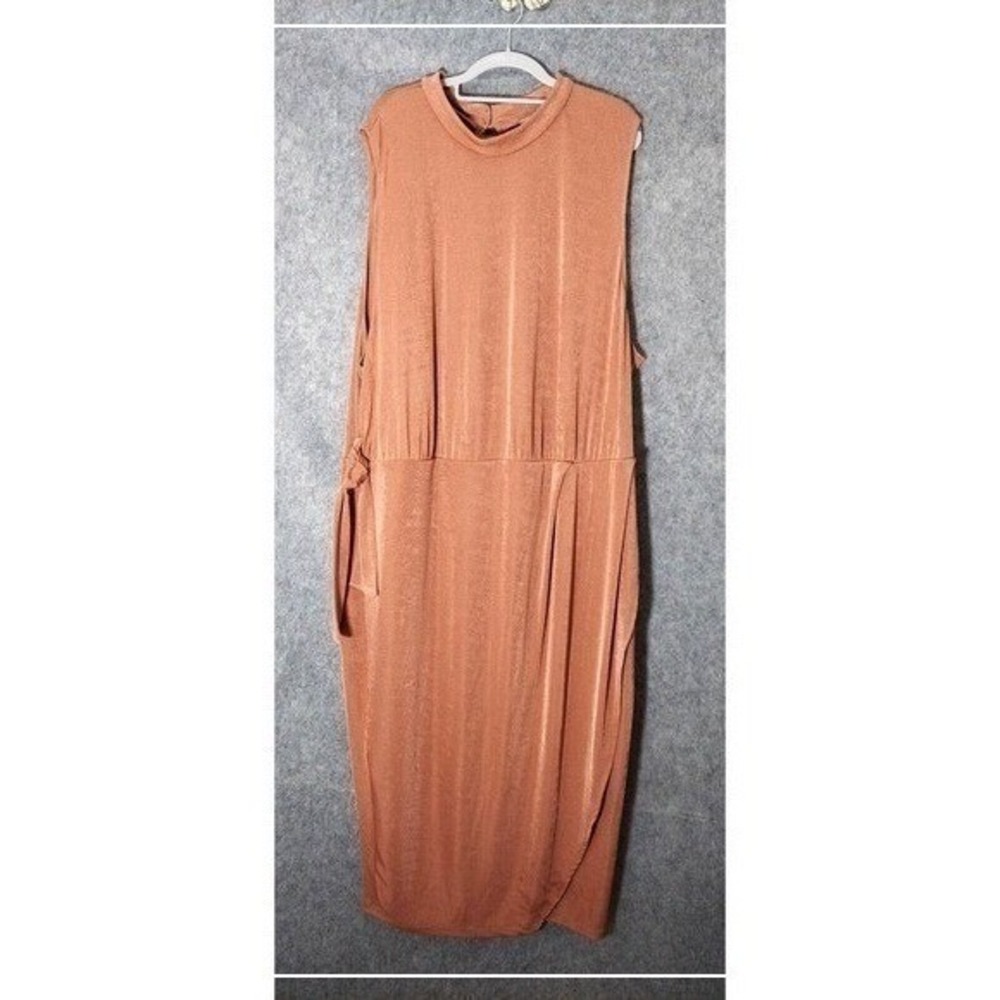 NWOT ASOS Dress Women Plus 24 Pink Stretch Faux Wrap Cutout Romantic Coquette‎